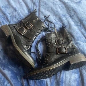 Lucky Brand Black 💯 Leather Moto Ankle Boots